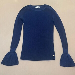 Fabienne Chapot Navy Metallic George Flared Sleeve Sweater Size XS